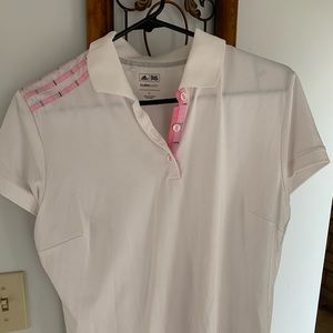 Golf polo with Pink Plaid accent